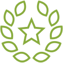 'a star inside a laurel wreath symbol'